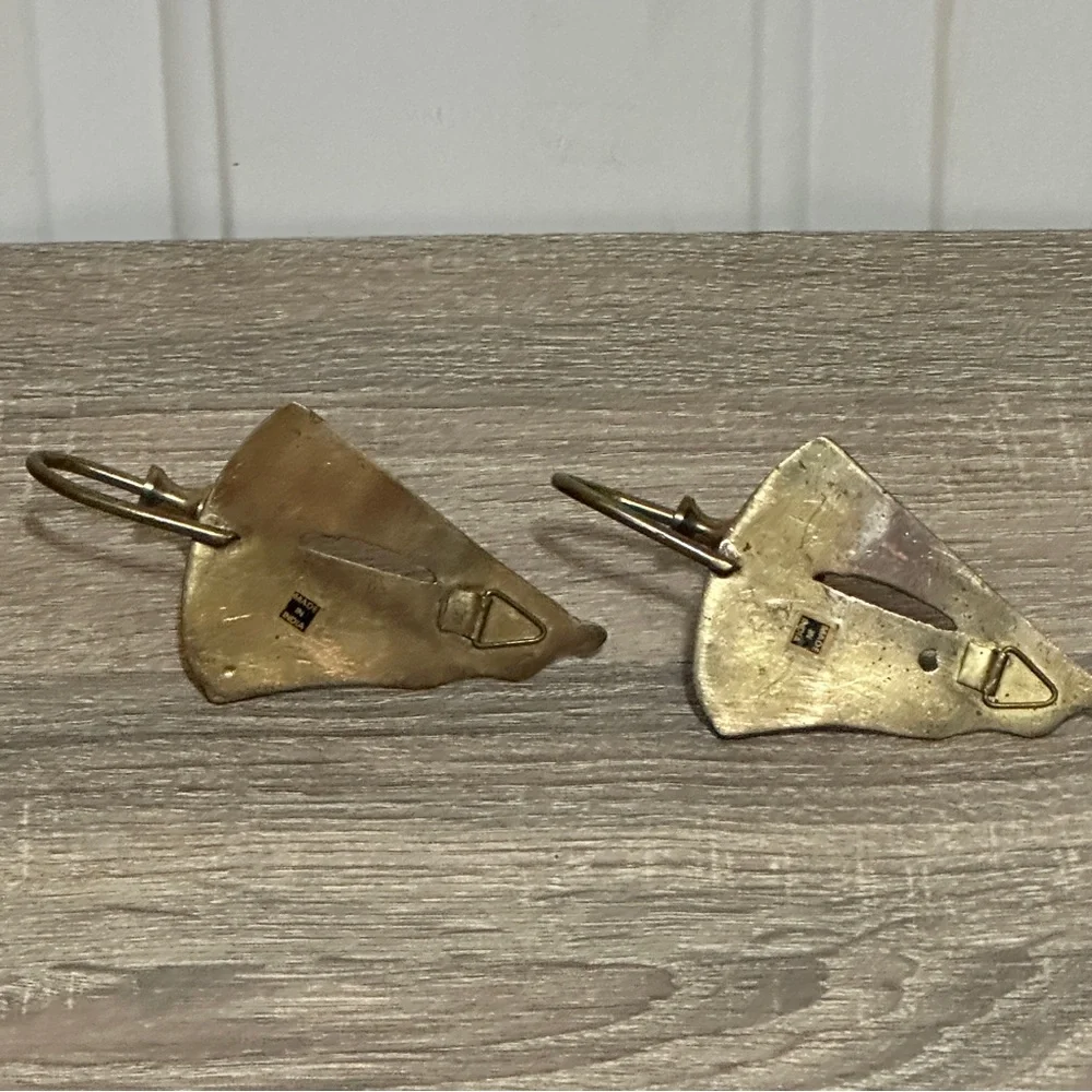 Brass Sailboat Candle Stick Holders Nautical Cottage Home Decor Wall Mounted Pr.